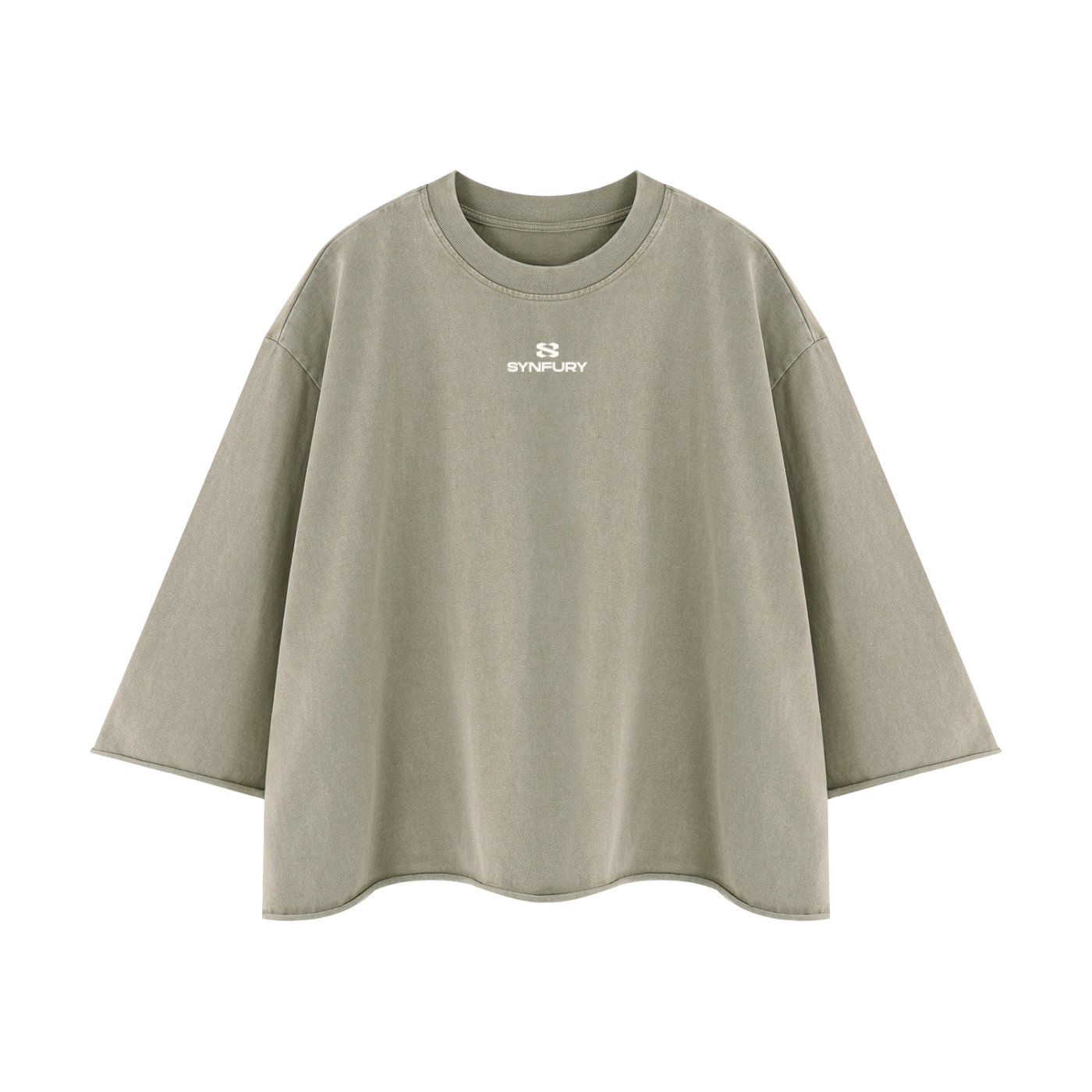 A light vintage clay short-sleeve t-shirt with a small white 'SYNFURY' logo printed on the center chest, displayed on a clean white background.
