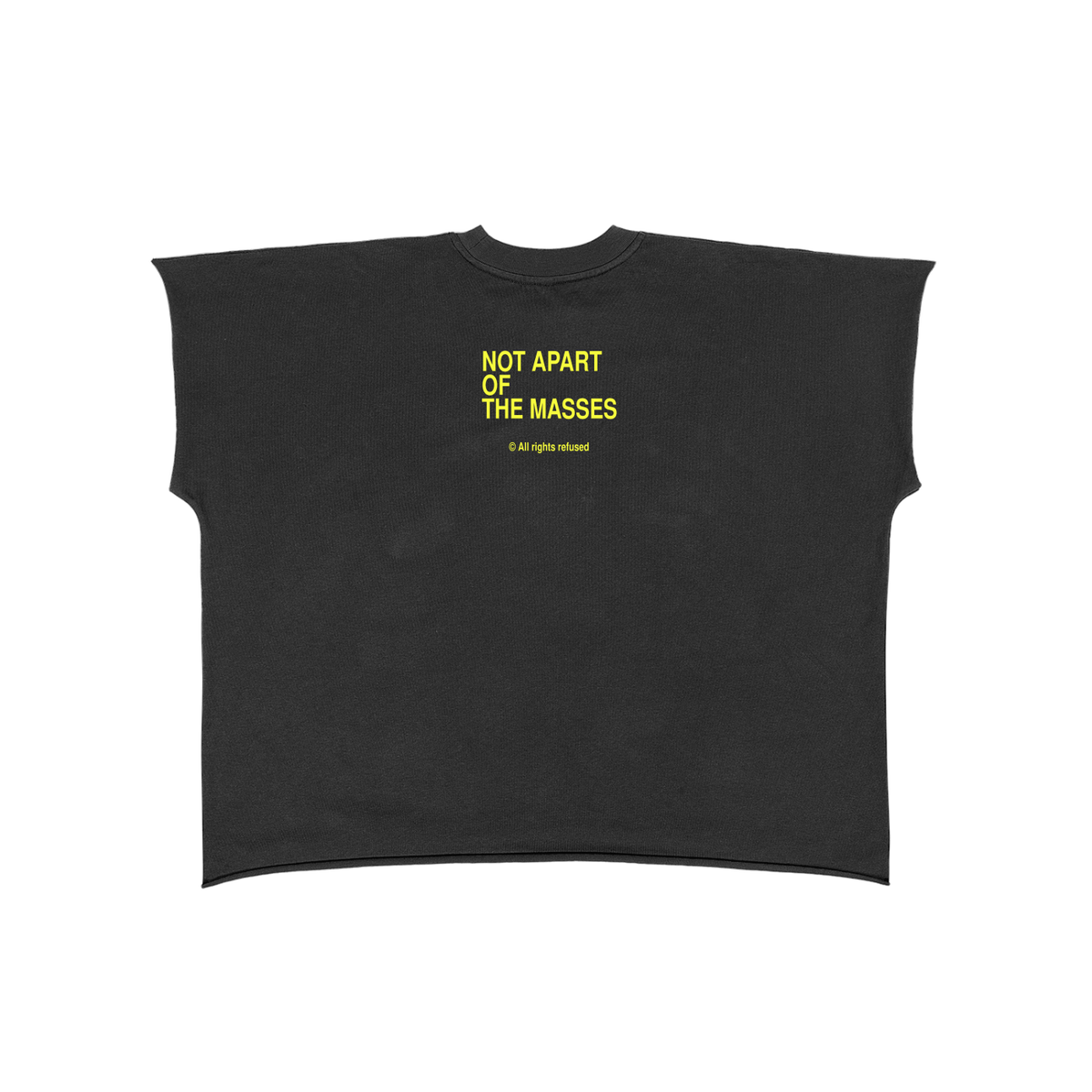 Black sleeveless shirt on a white background