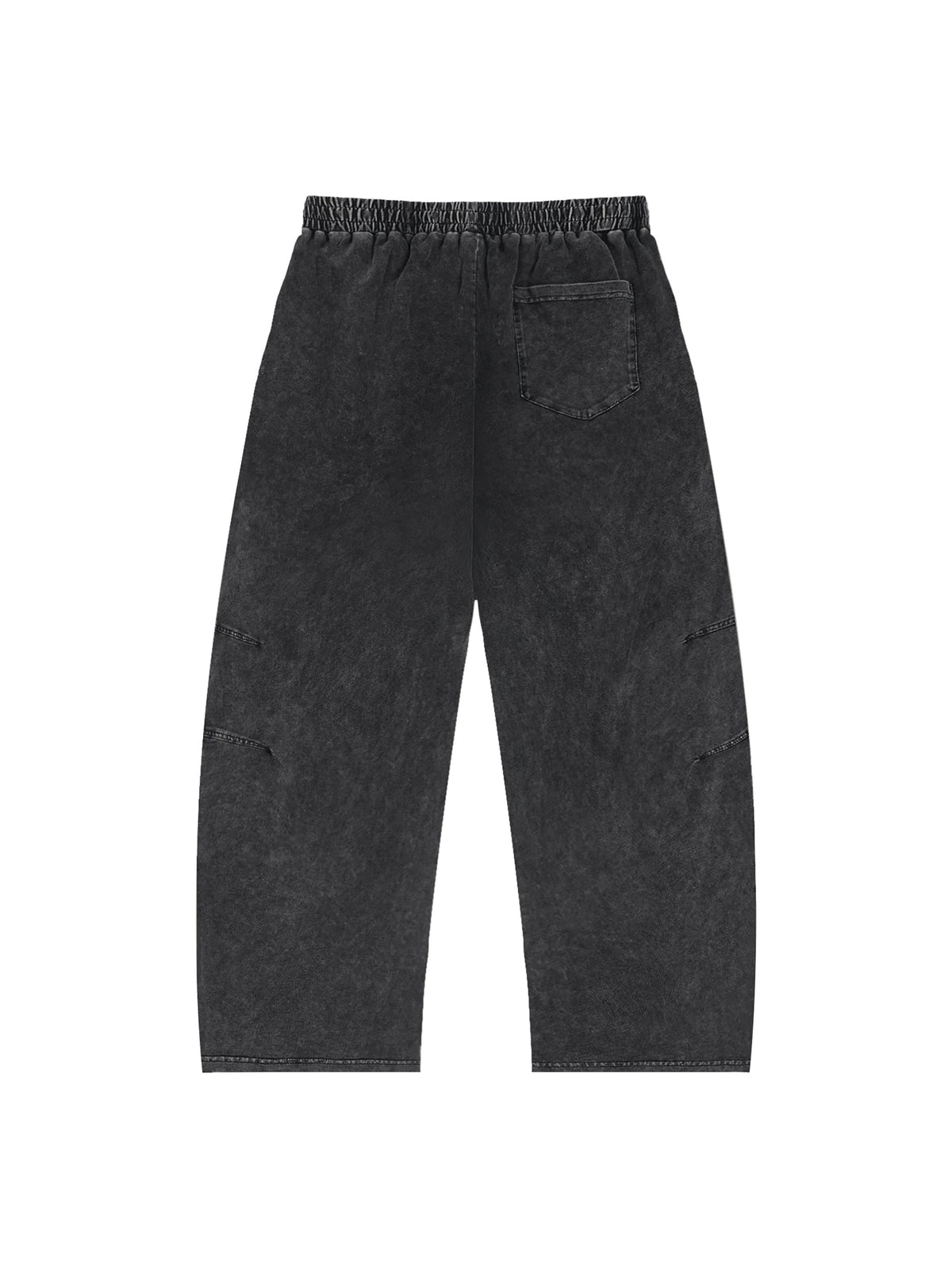 Heritage Trail Pants in Cinder Black, back view — heavyweight cotton, wide-leg cargo fit with back patch pocket, angled thigh pockets visible, product shot on white background