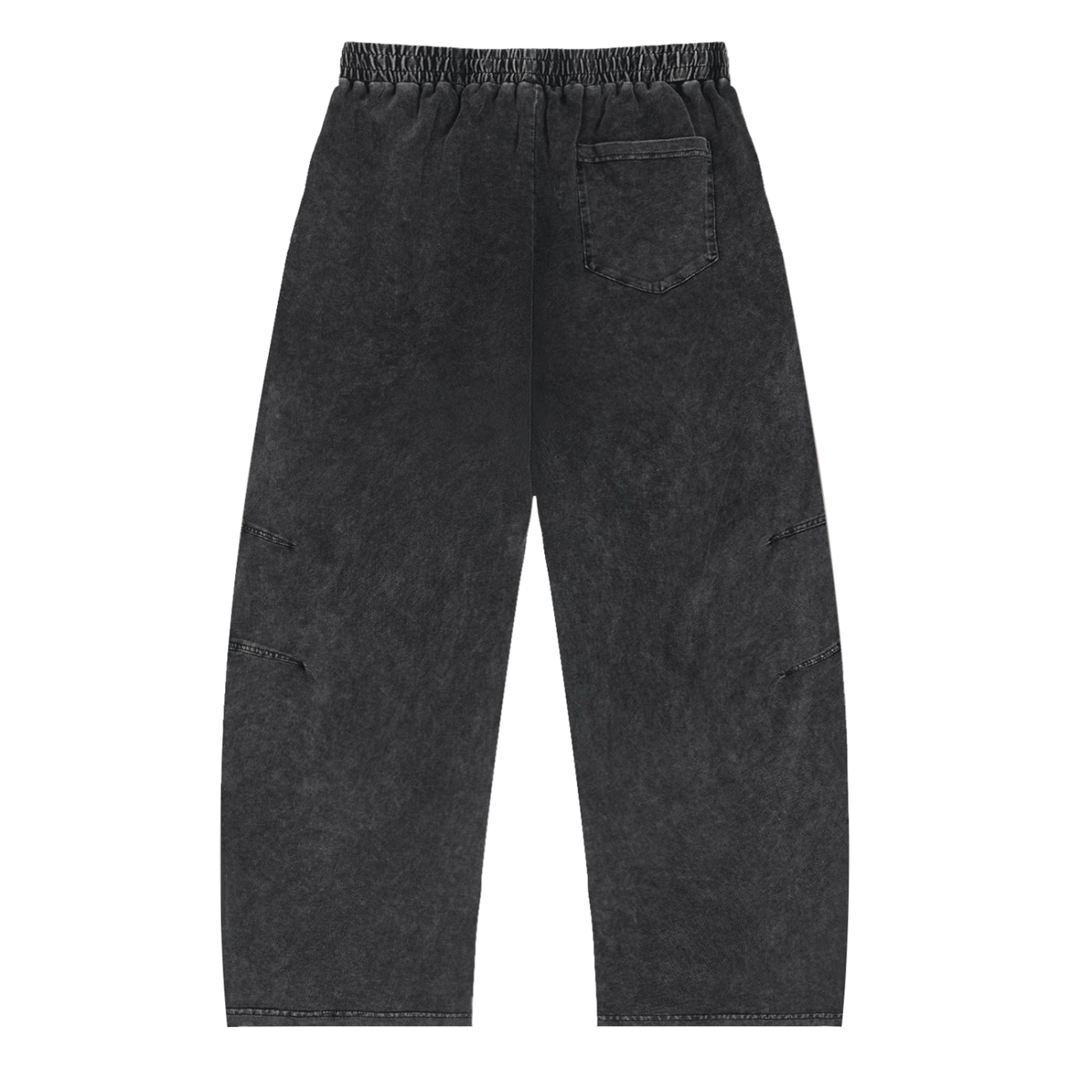 Heritage Trail Pants in Cinder Black, back view — heavyweight cotton, wide-leg cargo fit with back patch pocket and angled thigh pockets, product shot on white background