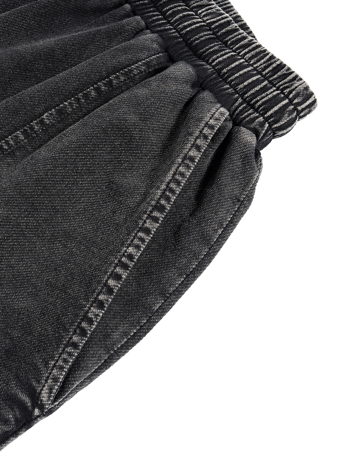 Heritage Trail Pants in Cinder Black, close-up of angled thigh pocket construction, heavyweight cotton