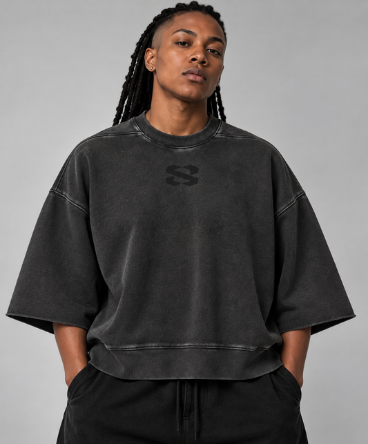SYNFURY-ribbed-crew-half-sleeve-washed-onyx-model-front