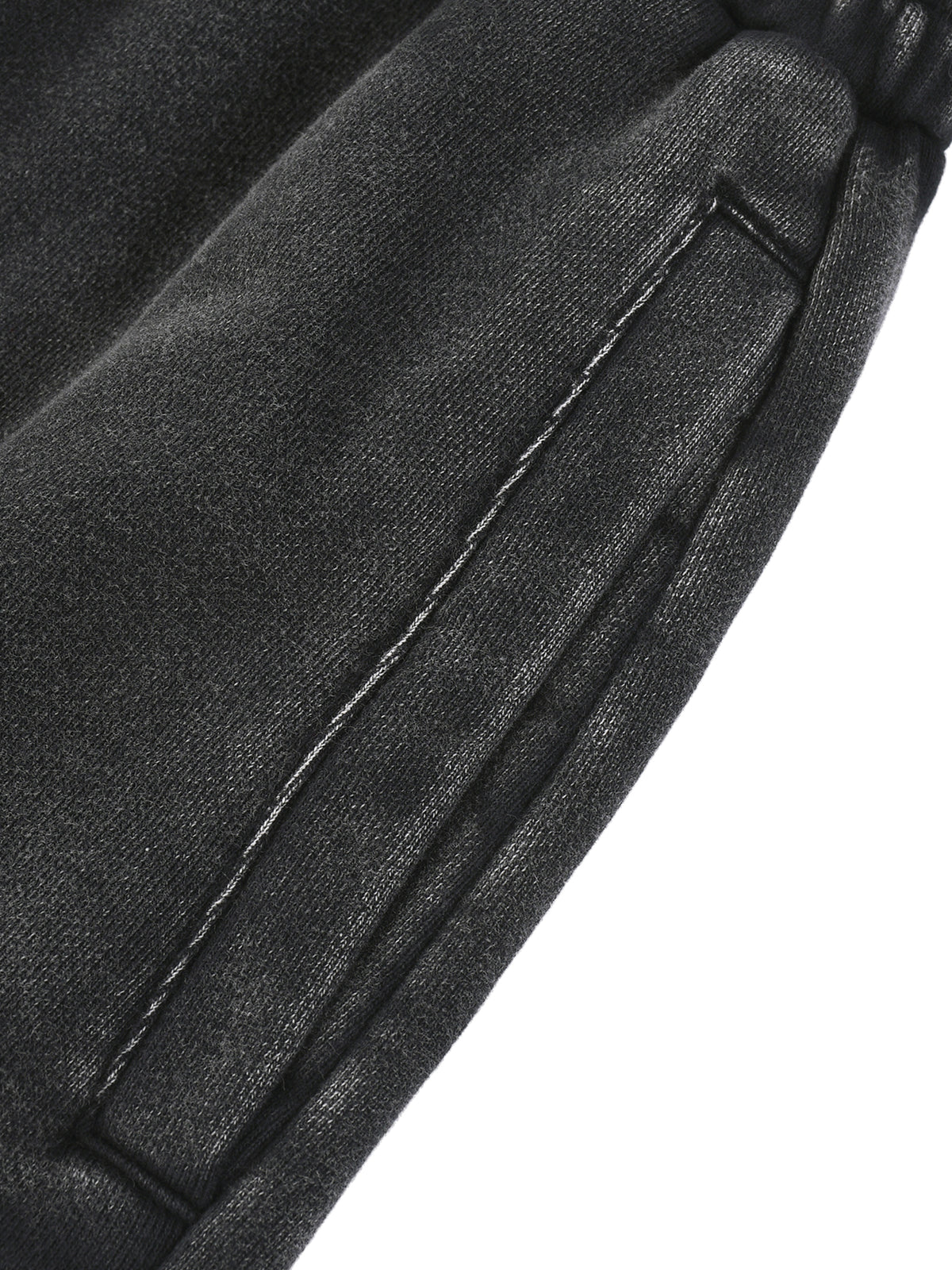 Vintage Sweatpants in Ash Black, close-up of side seam pocket detail — heavyweight cotton texture, product shot on white background