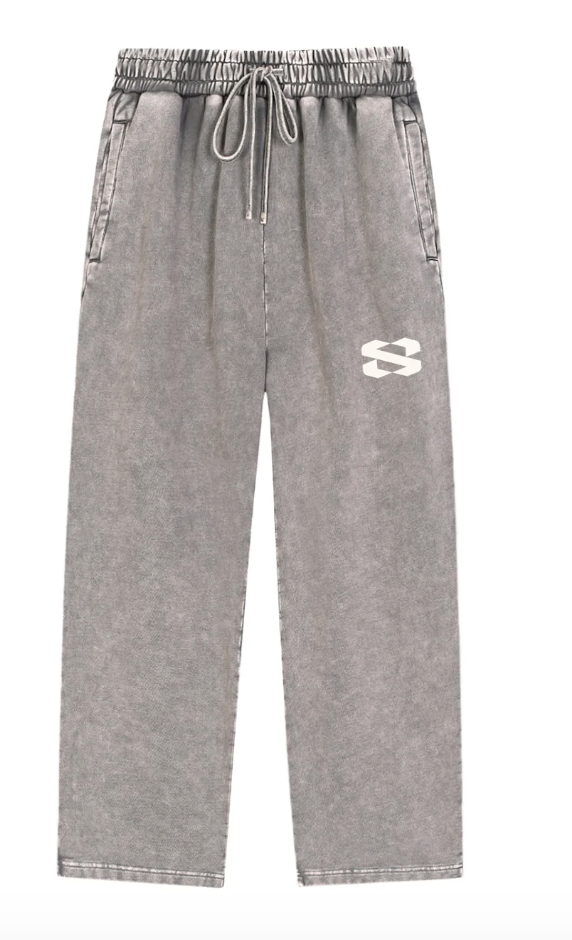 Vintage Sweatpants in Fog Gray — heavyweight cotton, straight-leg fit, drawstring waist, 'S' logo on left thigh, product shot on white background