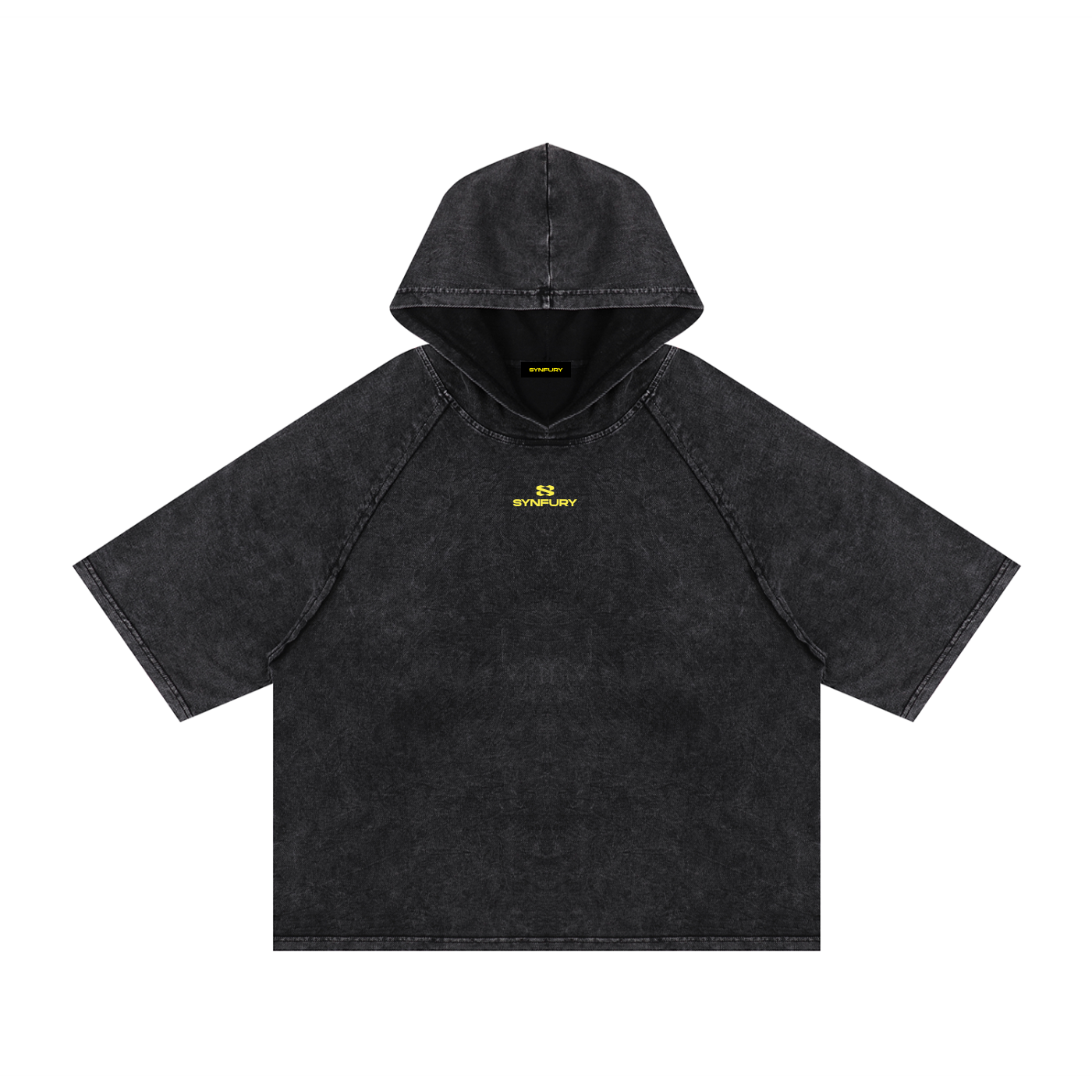 SYNFURY's heritage Hooded T-Shirt - Cinder Black - front view