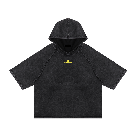 SYNFURY's heritage Hooded T-Shirt - Cinder Black - front view