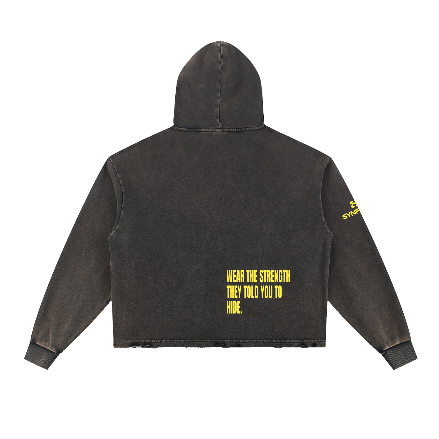 Washed Charcoal Pullover Hoodie - back view