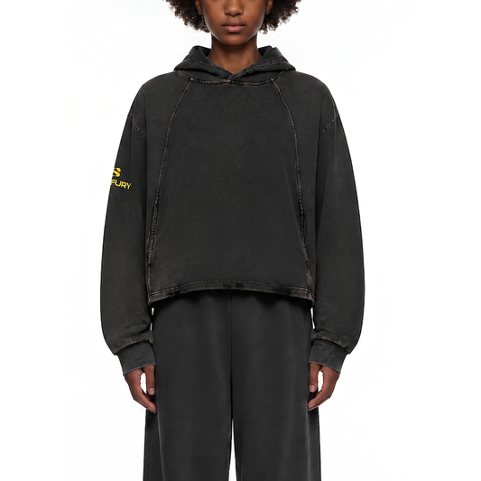 Washed Charcoal Pullover Hoodie - model front view